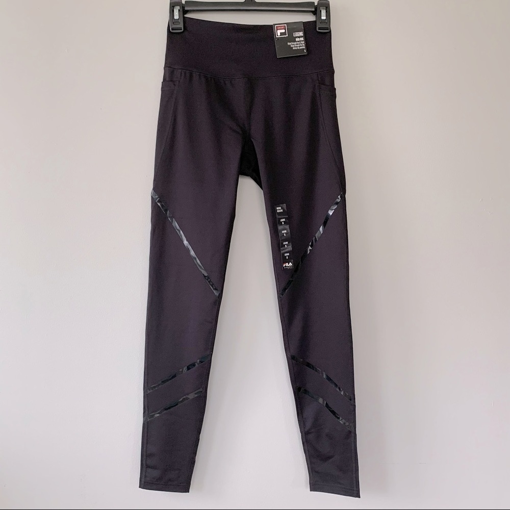 Fila Black Leggings High Waist Rise Women Size Small NWT